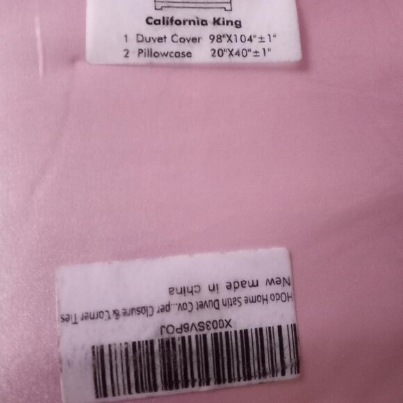 3 Pieces Pink Satin Duvet California King Set,  Duvet Cover & 2 Pillow Cases - Picture 9 of 10